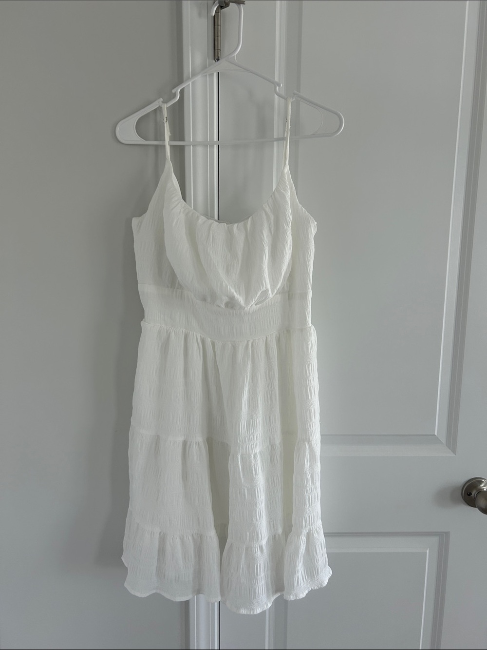 Lightweight ivory Spaghetti-Strap Mini Dress